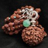 Buddhapearls Kette 25069 UNIKAT aus Rudraksha, Rubin, Türkis & Malachit