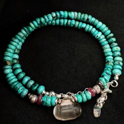 Kurze Kette mit Hollari Anhänger | Arizona Türkis & Turmalin