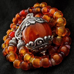 Vintage Kette aus böhmischem Glas, Turmalin, Rubin & Heliodor | buddhapearls