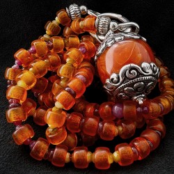 Vintage Kette aus böhmischem Glas, Turmalin, Rubin & Heliodor | buddhapearls