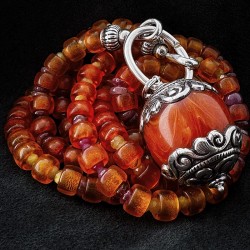 Vintage Kette aus böhmischem Glas, Turmalin, Rubin & Heliodor | buddhapearls