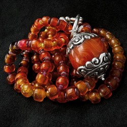 Vintage Kette aus böhmischem Glas, Turmalin, Rubin & Heliodor | buddhapearls