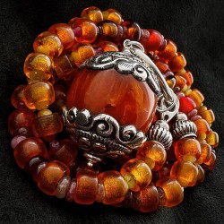 Vintage Kette aus böhmischem Glas, Turmalin, Rubin & Heliodor | buddhapearls
