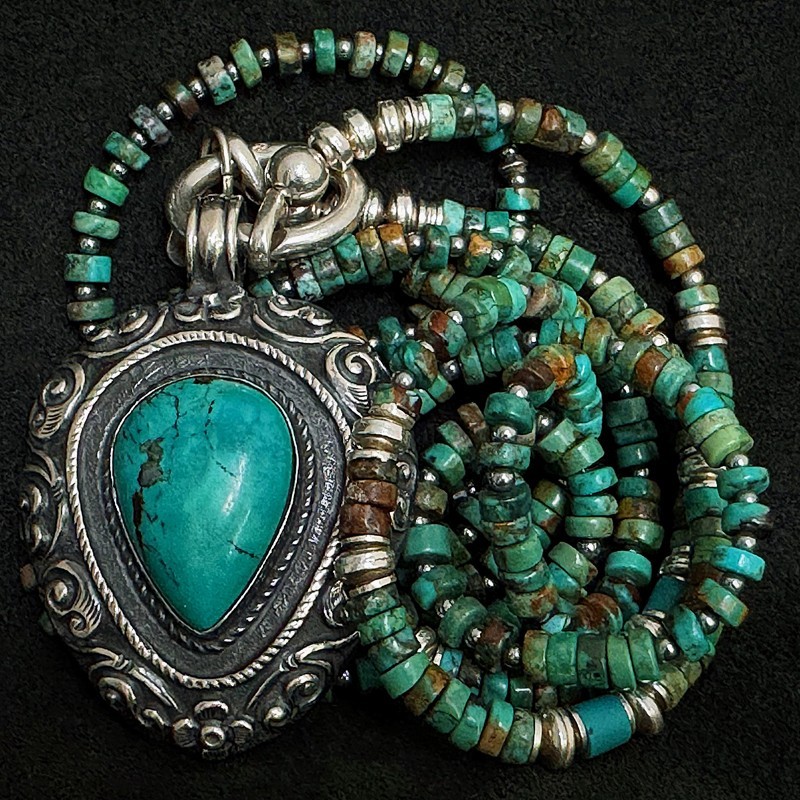 Arizona Türkis Kette 26048 LIMITED EDITION | Handgefertigt Silber | buddhapearls Berlin