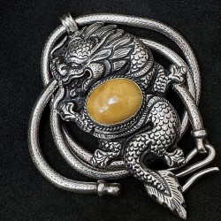Buddhapearls Kette 26050 LIMITED EDITION aus Silber & Bernstein