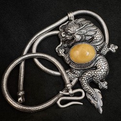 Buddhapearls Kette 26050 LIMITED EDITION aus Silber & Bernstein