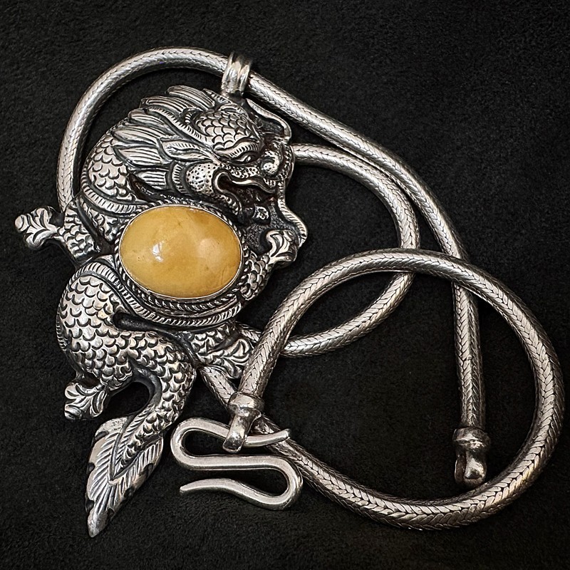 Buddhapearls Kette 26050 LIMITED EDITION aus Silber & Bernstein