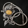 Buddhapearls Kette 26050 LIMITED EDITION aus Silber & Bernstein