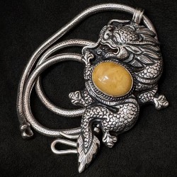 Buddhapearls Kette 26050 LIMITED EDITION aus Silber & Bernstein