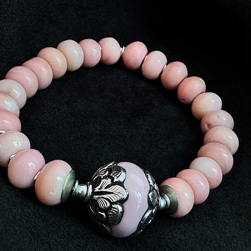 Armband 26055 LIMITED EDITION Koralle, Keramik & Silber – Handgefertigt | buddhapearls