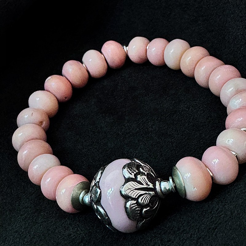 Armband 26055 LIMITED EDITION Koralle, Keramik & Silber – Handgefertigt | buddhapearls