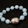 Aquamarin-Edelstein-Armband mit Vintage-Silberperle | buddhapearls Berlin