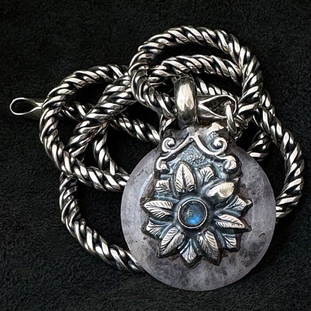 Vintage Schlangen-Kette aus Silber | Rosenquarz & Mondstein | buddhapearls | Handmade in Berlin