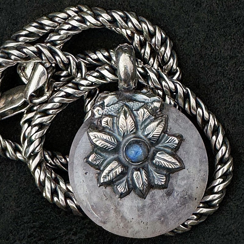 Vintage Schlangen-Kette aus Silber | Rosenquarz & Mondstein | buddhapearls | Handmade in Berlin