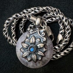 Vintage Schlangen-Kette aus Silber | Rosenquarz & Mondstein | buddhapearls | Handmade in Berlin