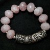 buddhapearls XXL Rosenquarz Armband mit Silber & tibetischem Donnerdrache | Studio Berlin