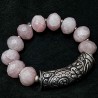 buddhapearls XXL Rosenquarz Armband mit Silber & tibetischem Donnerdrache | Studio Berlin