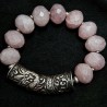 buddhapearls XXL Rosenquarz Armband mit Silber & tibetischem Donnerdrache | Studio Berlin