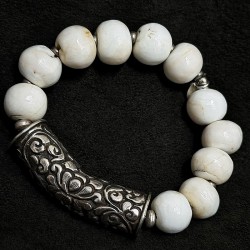 buddhapearls XXL Conch Armband mit Lotus & Silber | Studio Berlin