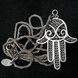 Hand der Fatima Silber Kette | Vintage Schlangenkette | buddhapearls