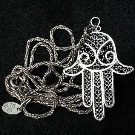 Hand der Fatima Silber Kette | Vintage Schlangenkette | buddhapearls