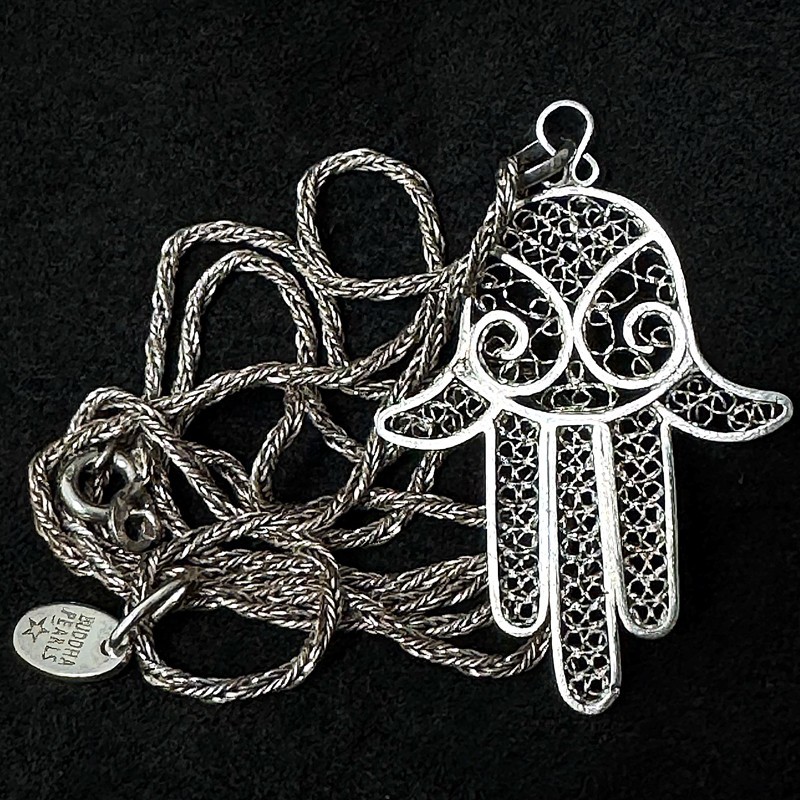 Hand der Fatima Silber Kette | Vintage Schlangenkette | buddhapearls