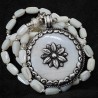 Lange Edelstein Kette aus Perlmutt, Hämatit & Silber – Unikat | buddhapearls