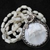 Lange Edelstein Kette aus Perlmutt, Hämatit & Silber – Unikat | buddhapearls
