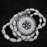 Lange Edelstein Kette aus Perlmutt, Hämatit & Silber – Unikat | buddhapearls