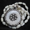 Lange Edelstein Kette aus Perlmutt, Hämatit & Silber – Unikat | buddhapearls