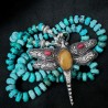 Arizona Türkis Kette mit Silber & handgefertigtem Silberanhänger mit Bernstein | buddhapearls