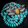 Arizona Türkis Kette mit Silber & handgefertigtem Silberanhänger mit Bernstein | buddhapearls