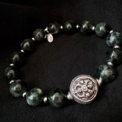 Seraphinit Armband mit tibetischer Silberperle | buddhapearls