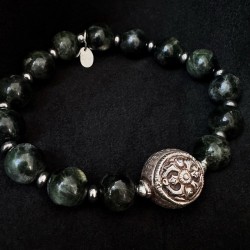 Seraphinit Armband mit tibetischer Silberperle | buddhapearls