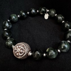 Seraphinit Armband mit tibetischer Silberperle | buddhapearls