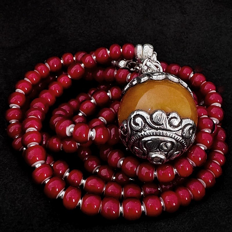 White Hearts Halskette mit Bakelit & 925 Silber | Handgefertigt | buddhapearls