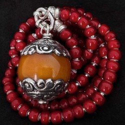 White Hearts Halskette mit Bakelit & 925 Silber | Handgefertigt | buddhapearls