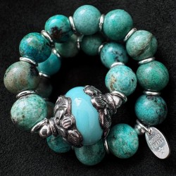 Edelstein Armband Türkis mit Silber & Keramik | buddhapearls