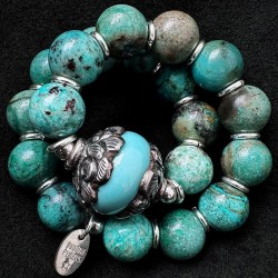 Edelstein Armband Türkis mit Silber & Keramik | buddhapearls