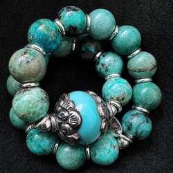 Edelstein Armband Türkis mit Silber & Keramik | buddhapearls