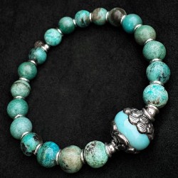 Edelstein Armband Türkis mit Silber & Keramik | buddhapearls