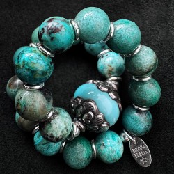 Edelstein Armband Türkis mit Silber & Keramik | buddhapearls