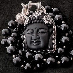 Turmalin Kette mit Buddha Anhänger aus Onyx & Silber | buddhapearls Berlin