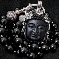 Turmalin Kette mit Buddha Anhänger aus Onyx & Silber | buddhapearls Berlin