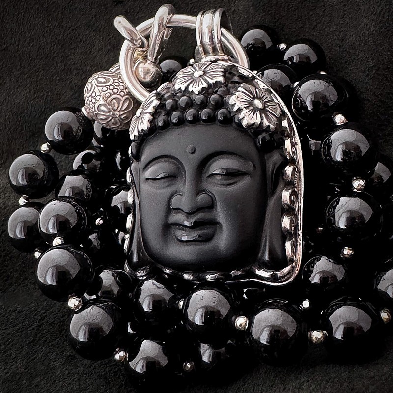 Turmalin Kette mit Buddha Anhänger aus Onyx & Silber | buddhapearls Berlin