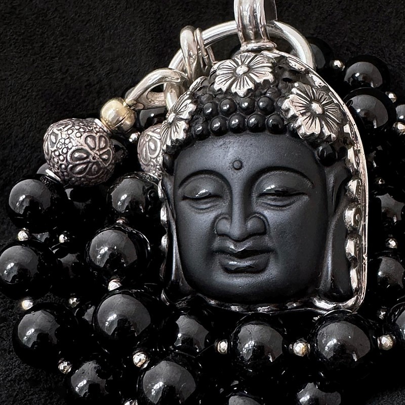 Turmalin Kette mit Buddha Anhänger aus Onyx & Silber | buddhapearls Berlin