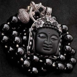 Turmalin Kette mit Buddha Anhänger aus Onyx & Silber | buddhapearls Berlin