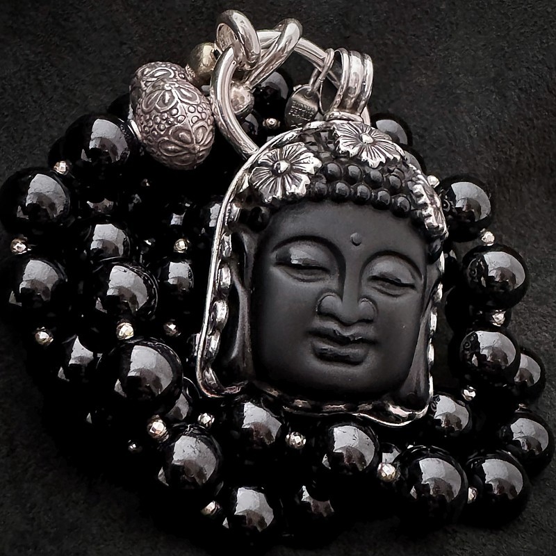 Turmalin Kette mit Buddha Anhänger aus Onyx & Silber | buddhapearls Berlin