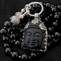 Turmalin Kette mit Buddha Anhänger aus Onyx & Silber | buddhapearls Berlin