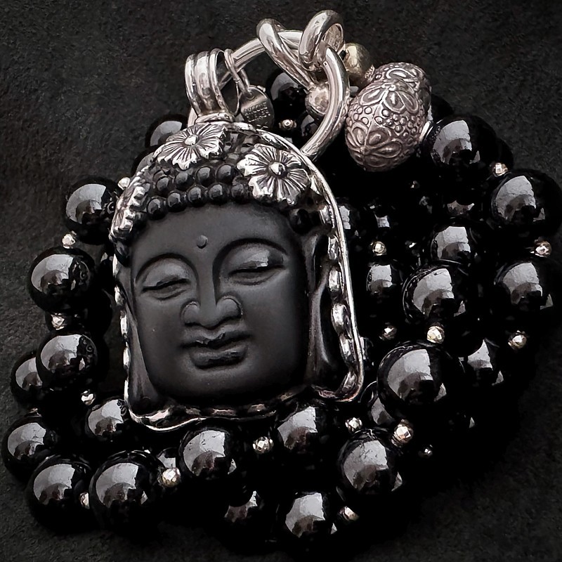 Turmalin Kette mit Buddha Anhänger aus Onyx & Silber | buddhapearls Berlin